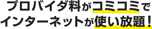 プロバイダ料がコミコミでインターネットが使い放題!